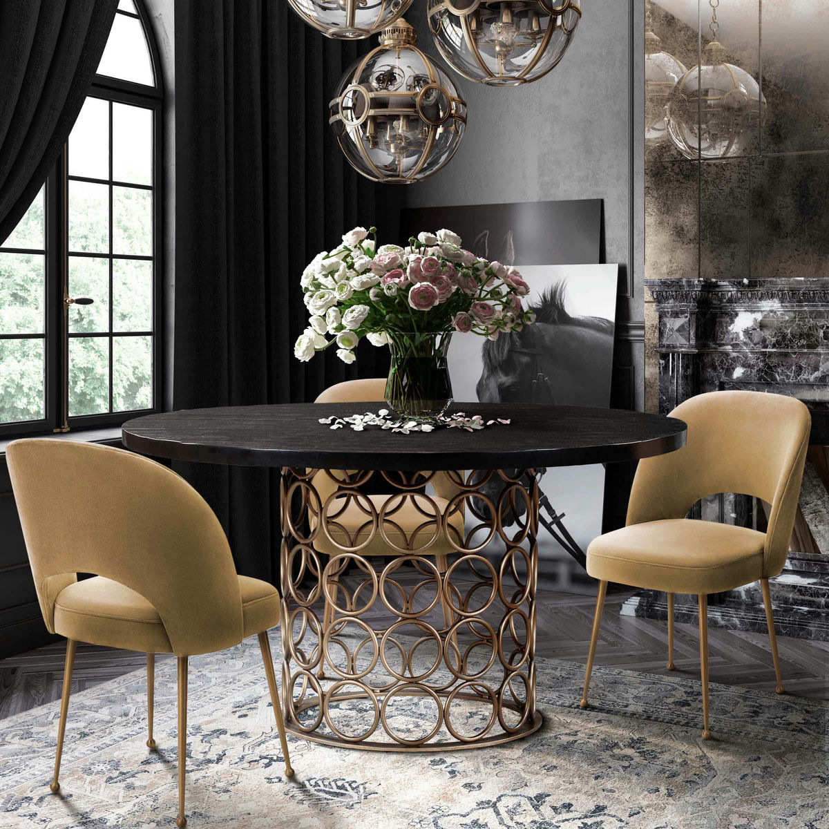 TOV Furniture Valentina Brass Round Dining Table