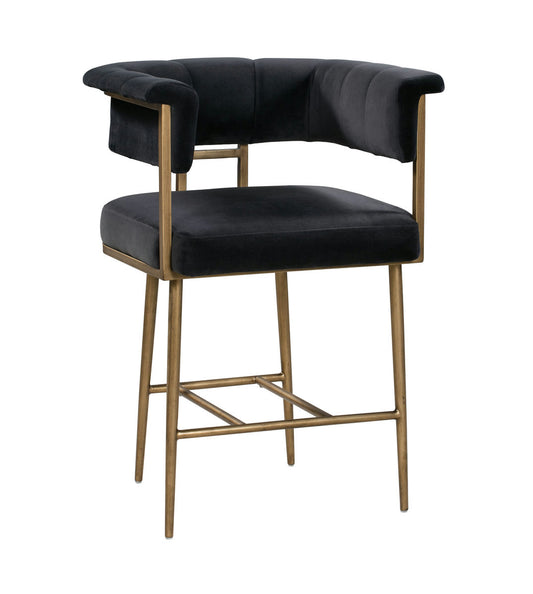 TOV Furniture Astrid Grey Velvet Counter Stool