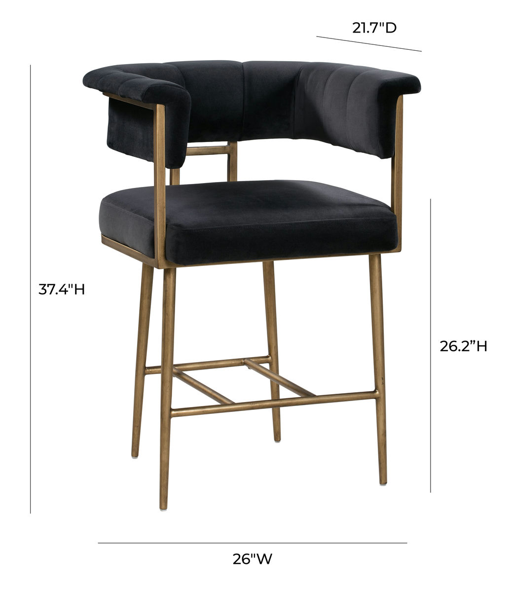 TOV Furniture Astrid Grey Velvet Counter Stool