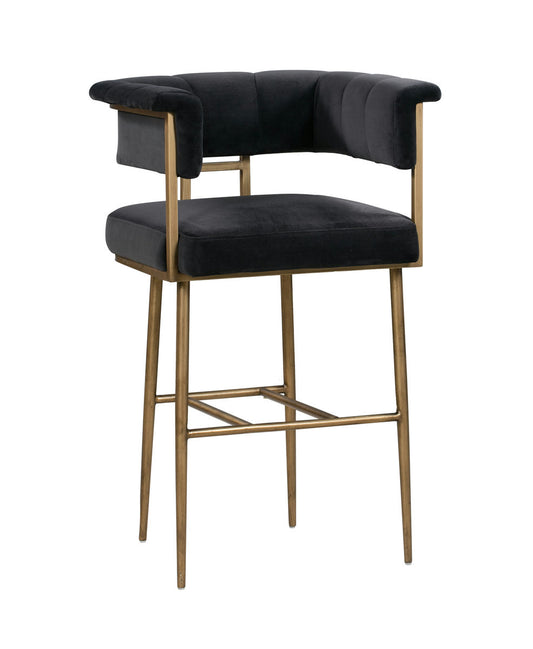 TOV Furniture Astrid Grey Velvet Bar Stool