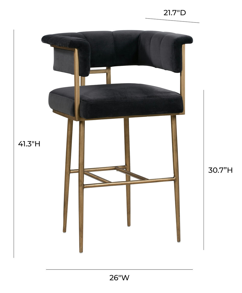 TOV Furniture Astrid Grey Velvet Bar Stool