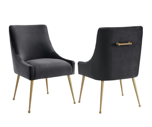 TOV Furniture Beatrix Grey Velvet Side Chair