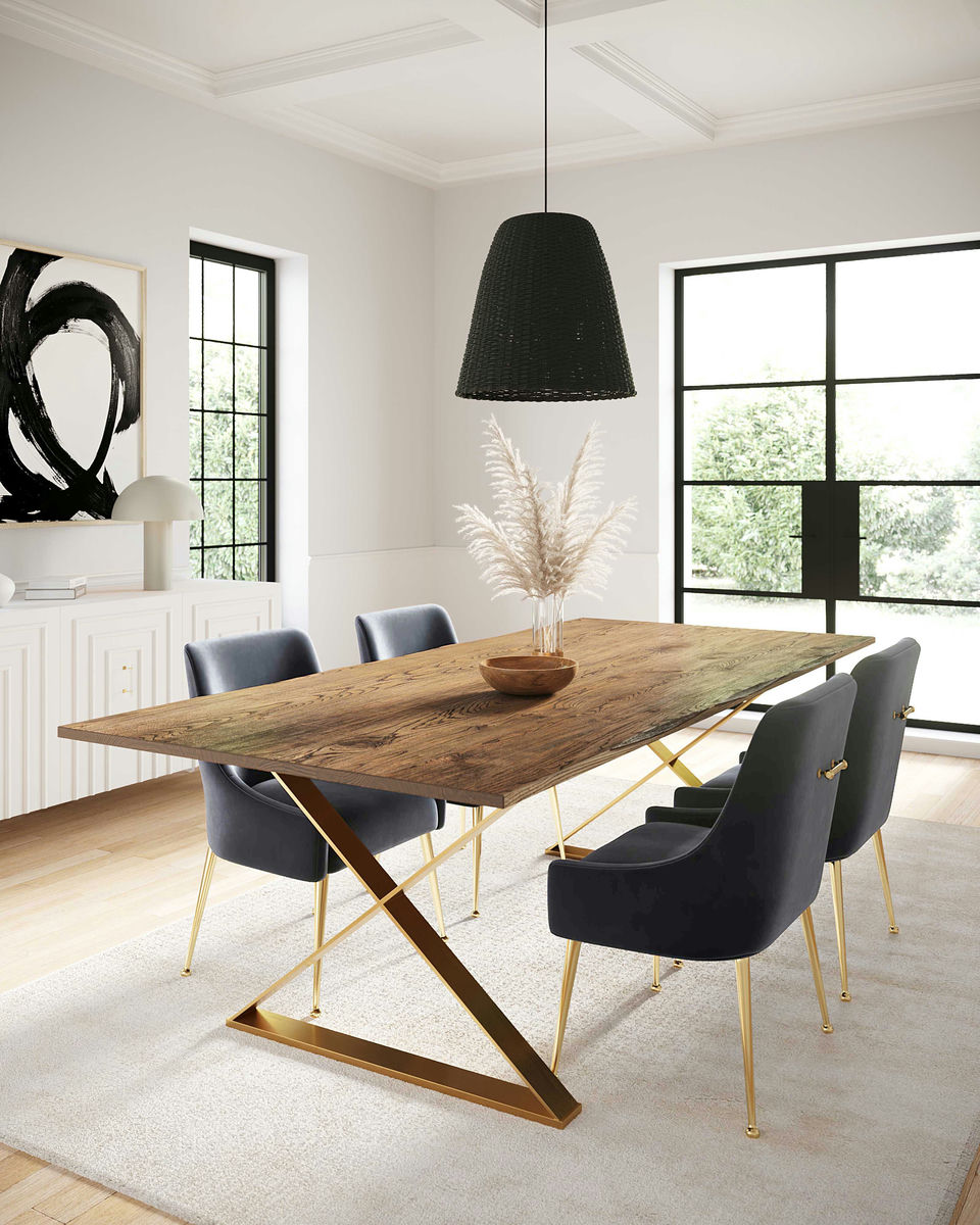 TOV Furniture Beatrix Grey Velvet Side Chair