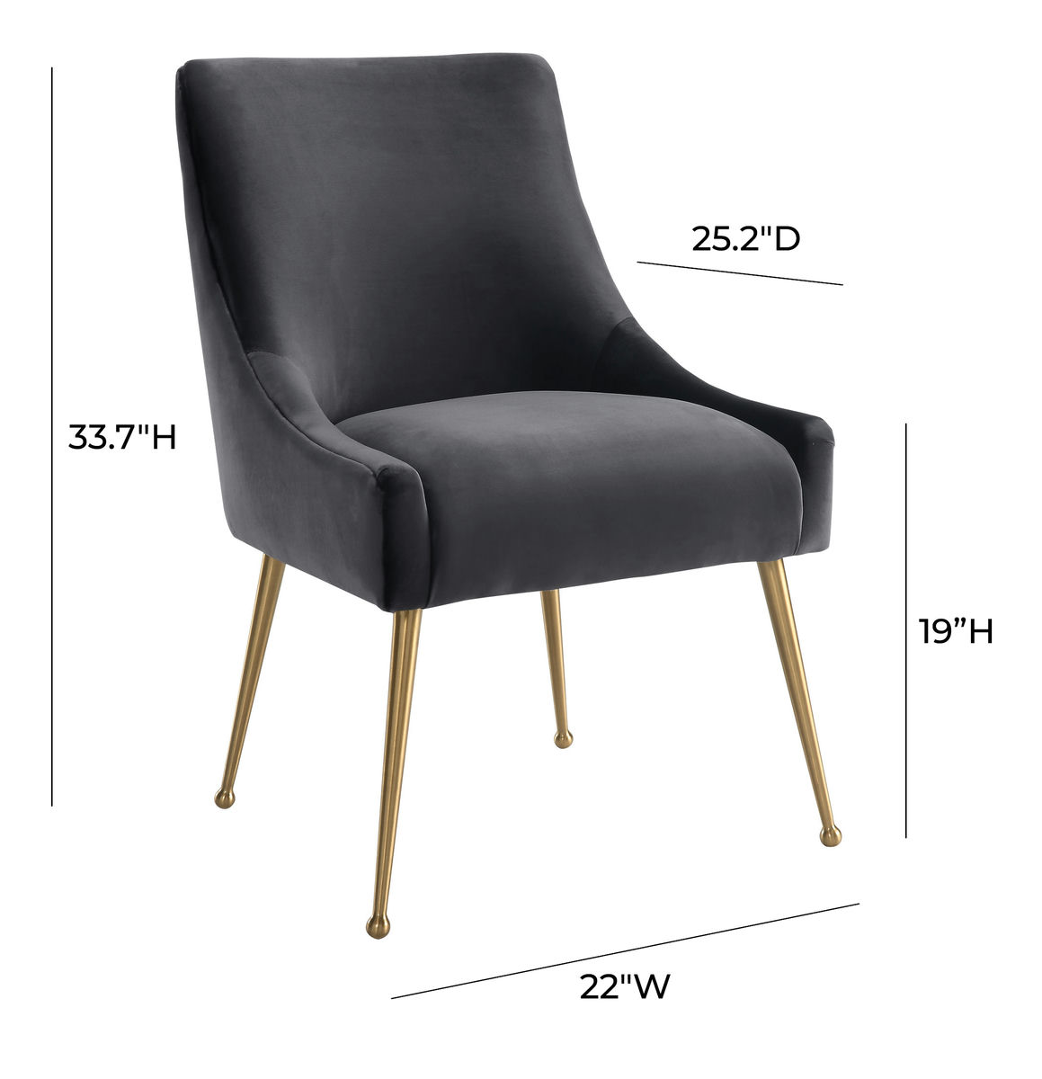 TOV Furniture Beatrix Grey Velvet Side Chair