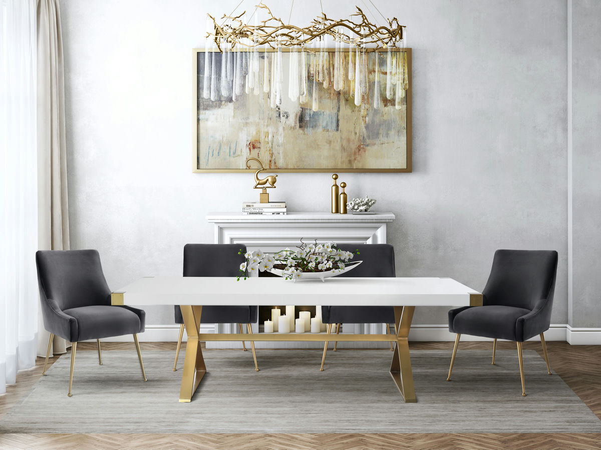 TOV Furniture Beatrix Grey Velvet Side Chair
