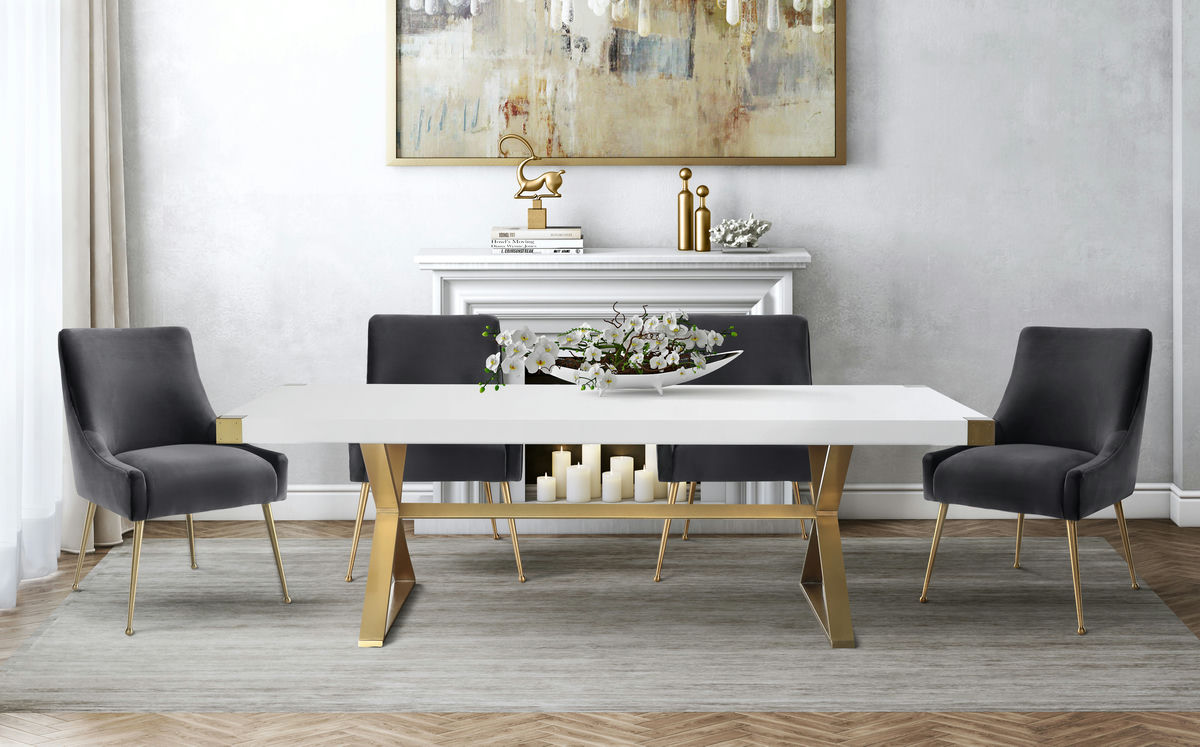TOV Furniture Beatrix Grey Velvet Side Chair