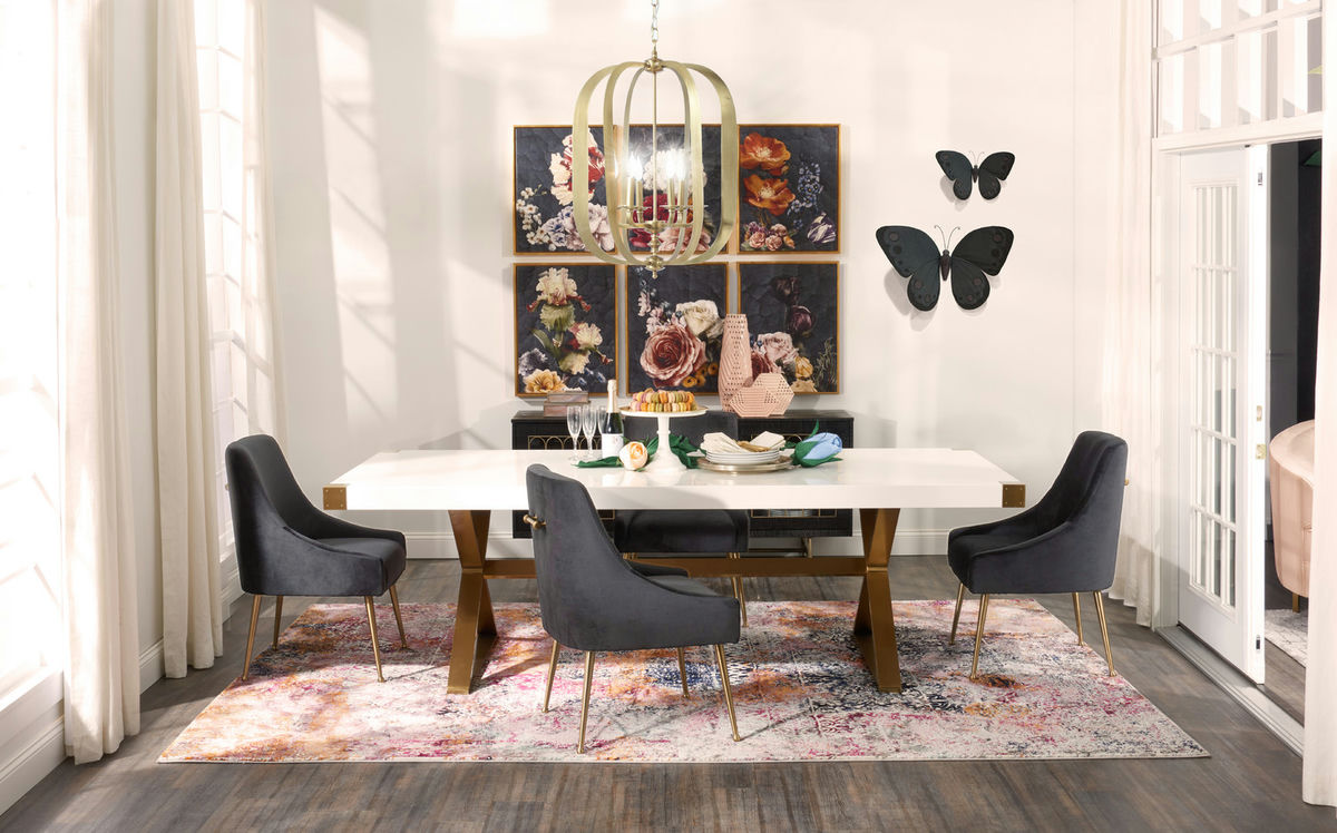 TOV Furniture Beatrix Grey Velvet Side Chair