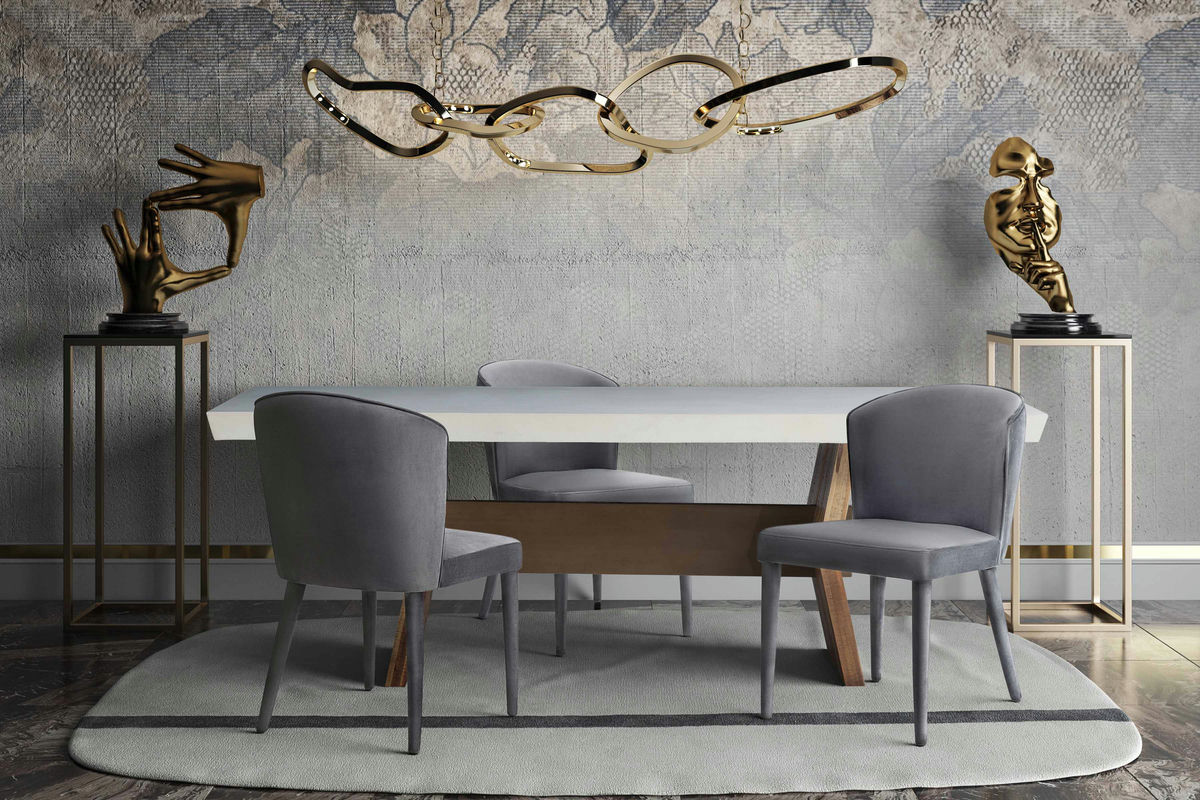 TOV Furniture Metropolitan Grey Velvet Chair