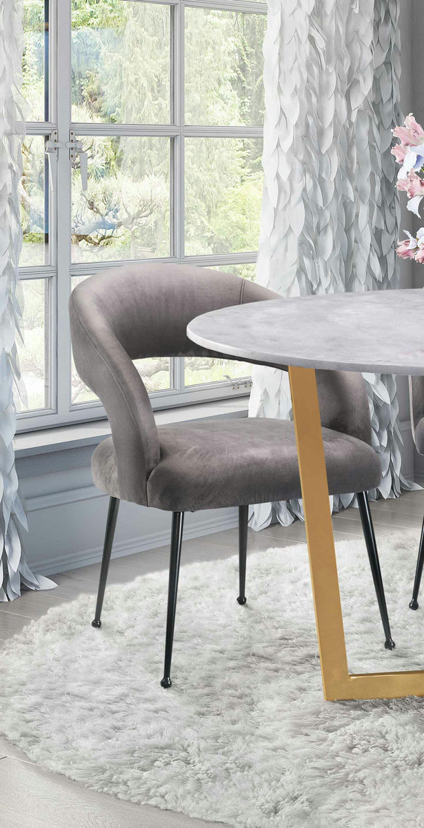 TOV Furniture Rocco Grey Velvet Dining Chair