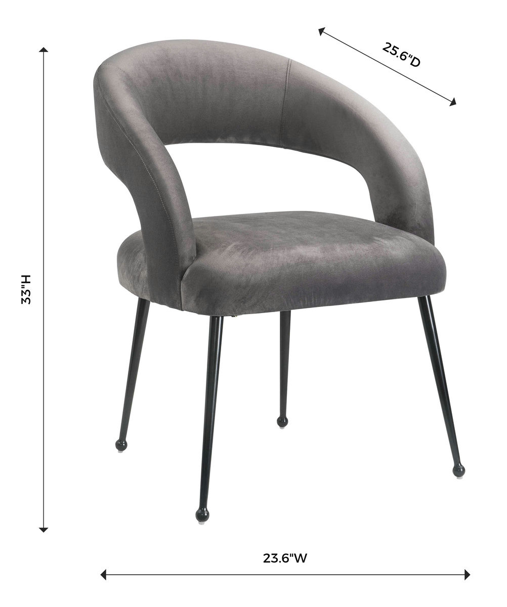 TOV Furniture Rocco Grey Velvet Dining Chair