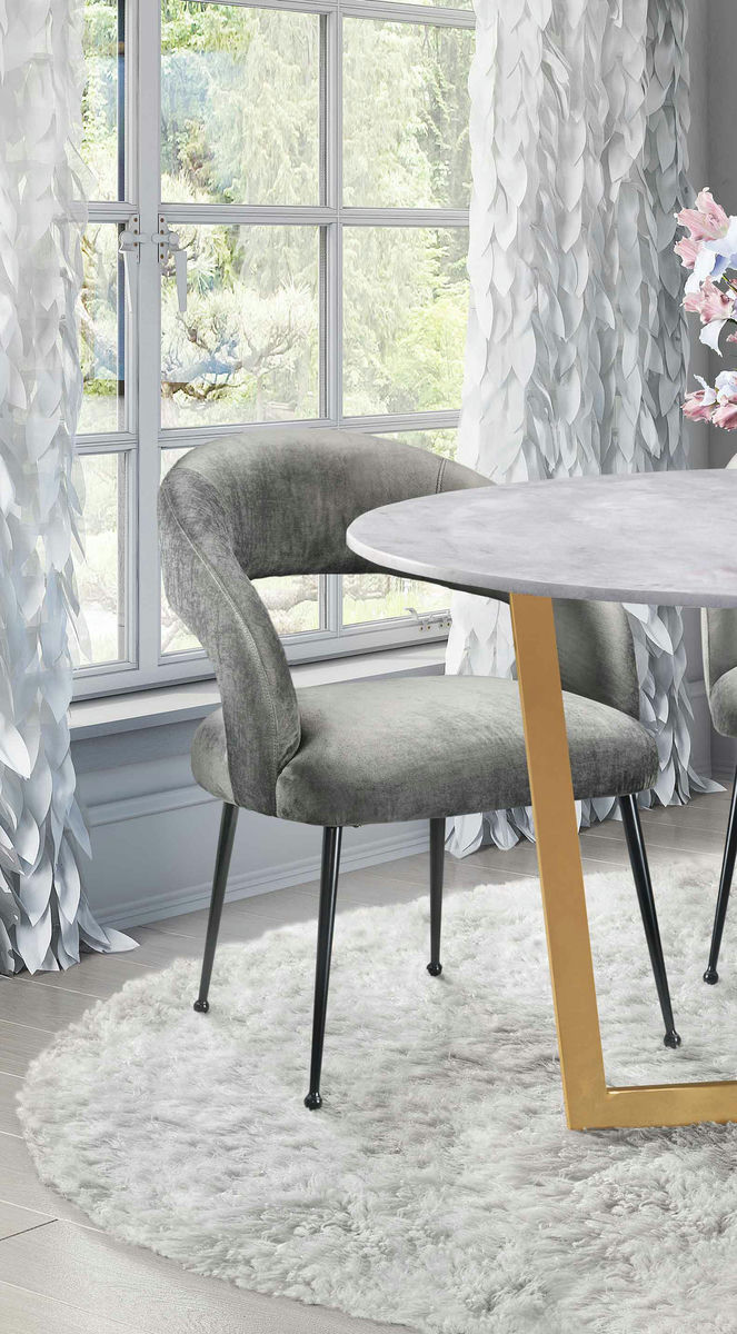 TOV Furniture Rocco Slub Grey Dining Chair