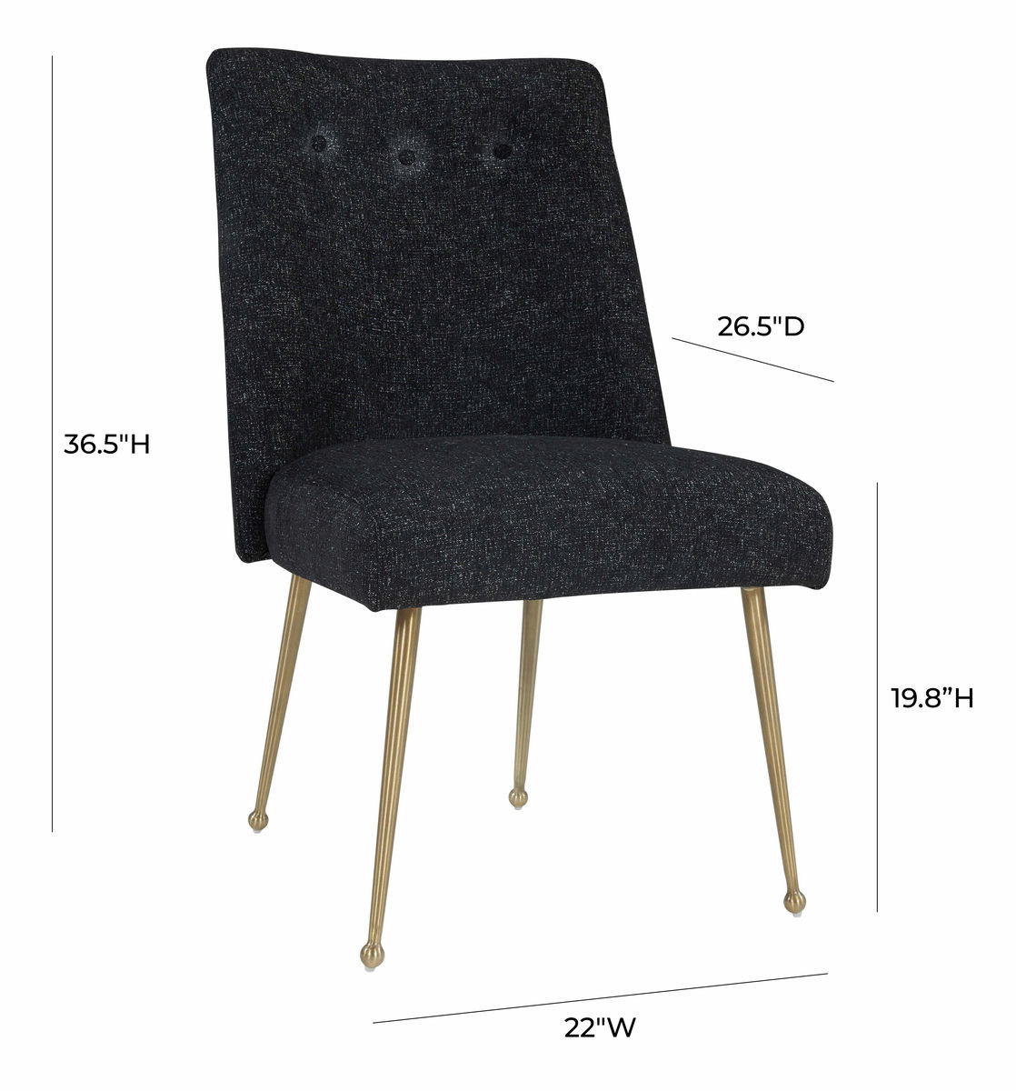 TOV Furniture Batik Black Textured Linen Dining Chair