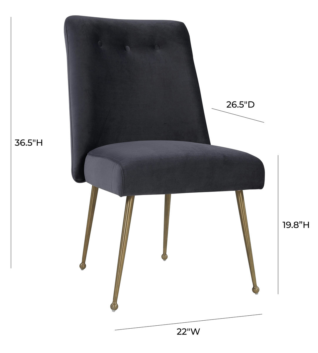 TOV Furniture Batik Grey Velvet Dining Chair