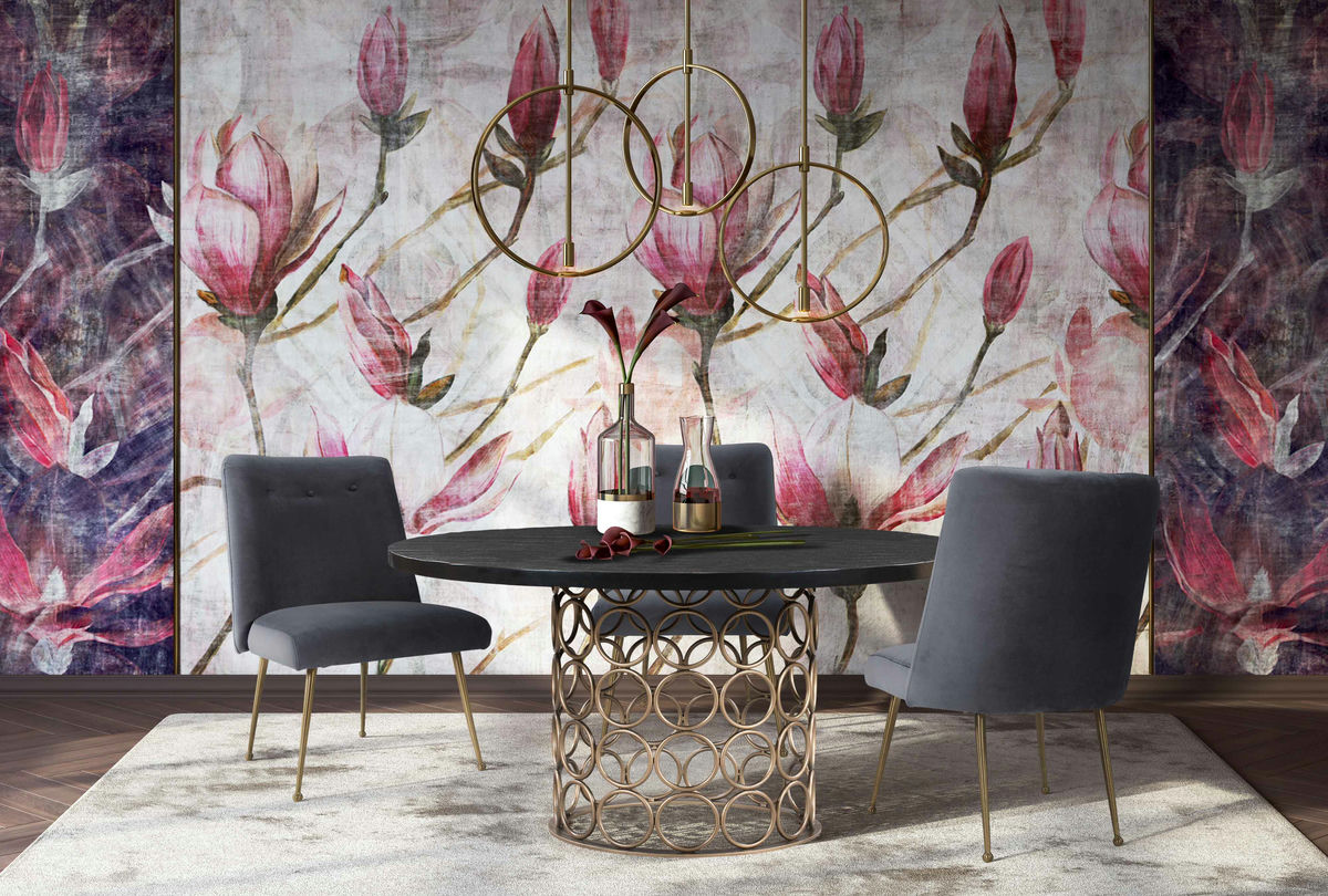 TOV Furniture Batik Grey Velvet Dining Chair