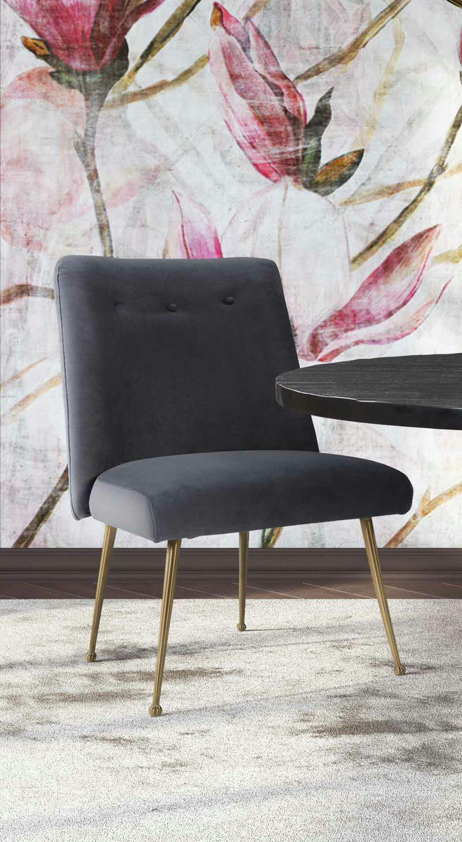 TOV Furniture Batik Grey Velvet Dining Chair