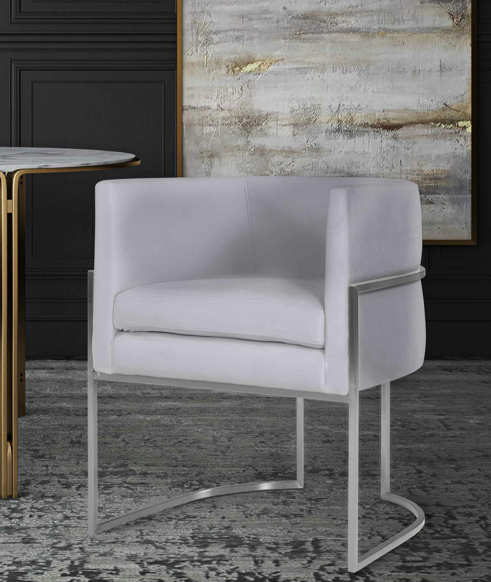 TOV Furniture Giselle Grey Velvet Dining Chair with Silver Leg