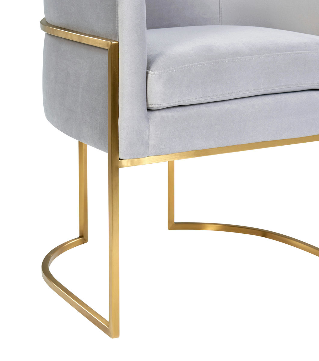 TOV Furniture Giselle Grey Velvet Dining Chair with Gold Leg