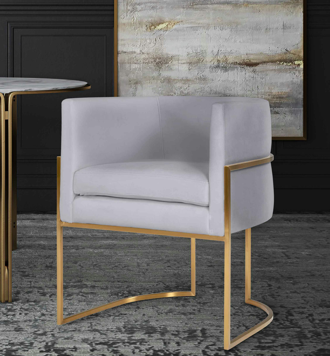 TOV Furniture Giselle Grey Velvet Dining Chair with Gold Leg