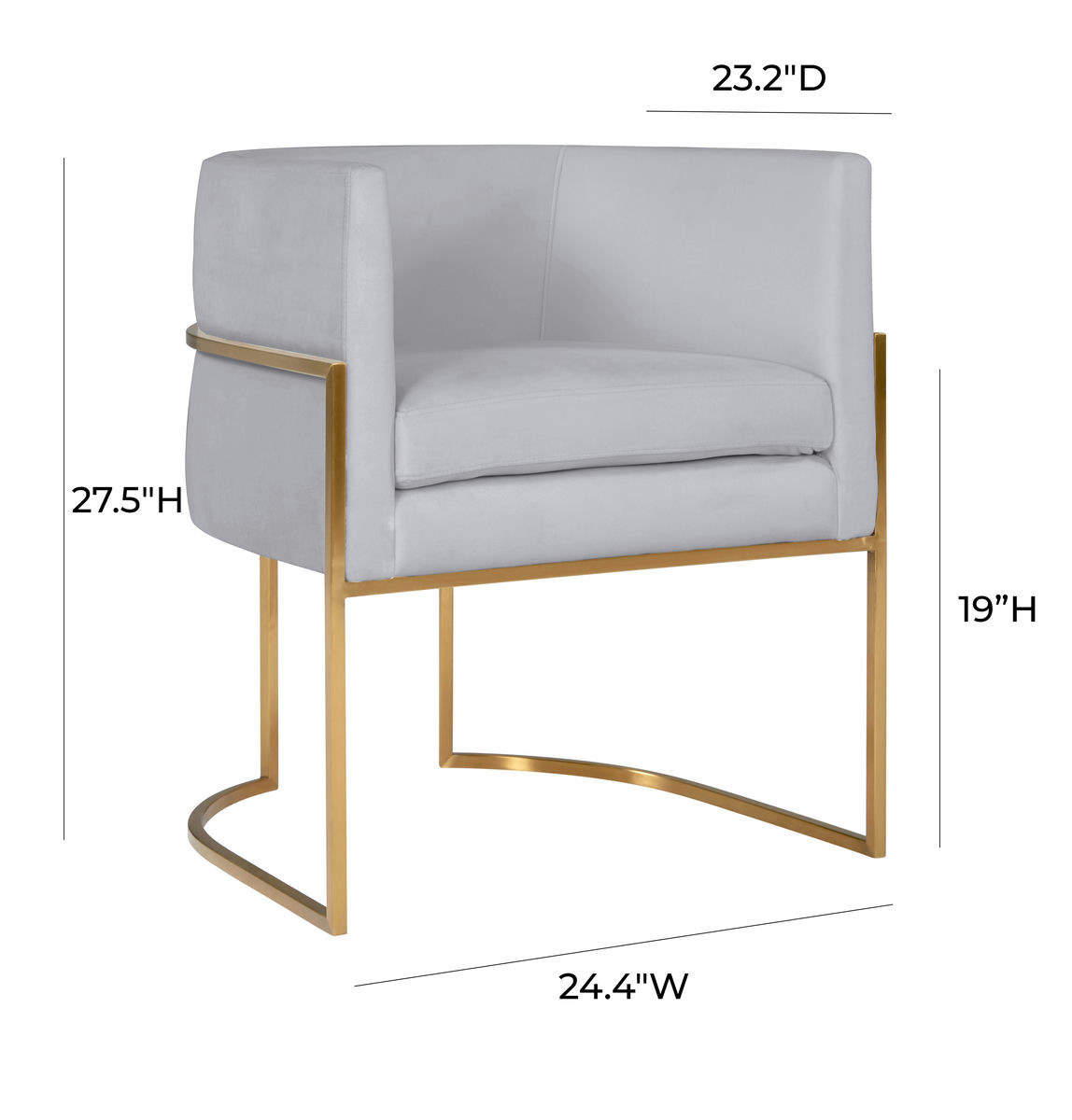 TOV Furniture Giselle Grey Velvet Dining Chair with Gold Leg