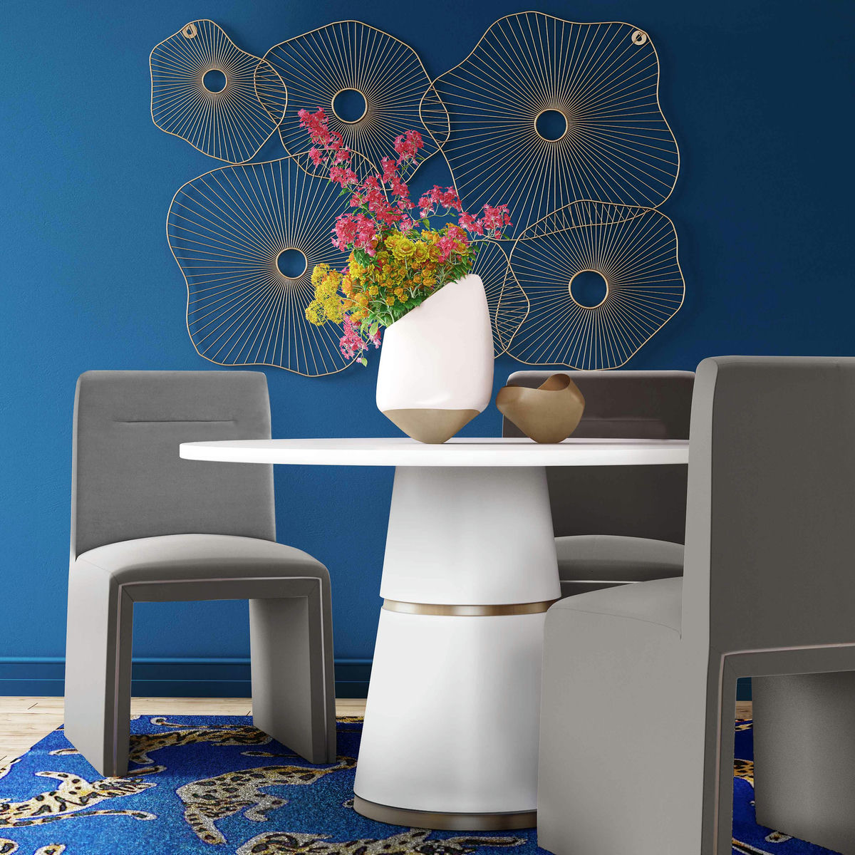 TOV Furniture Jaffa Grey Performance Velvet Dining Chair