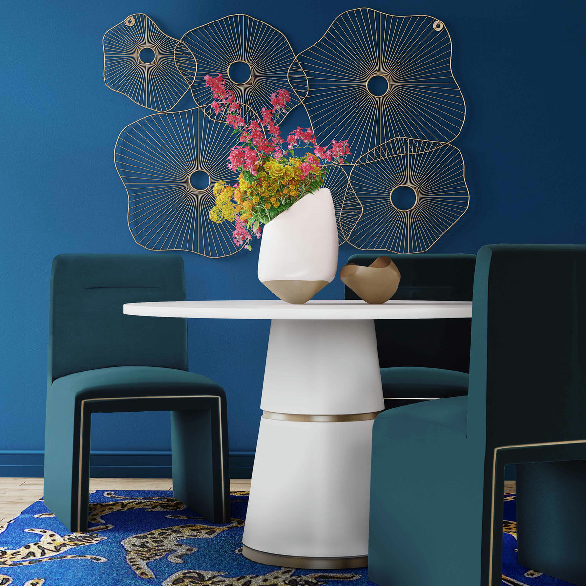TOV Furniture Jaffa Teal Performance Velvet Dining Chair