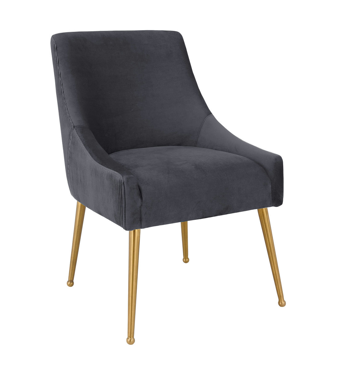 TOV Furniture Beatrix Pleated Grey Velvet Side Chair