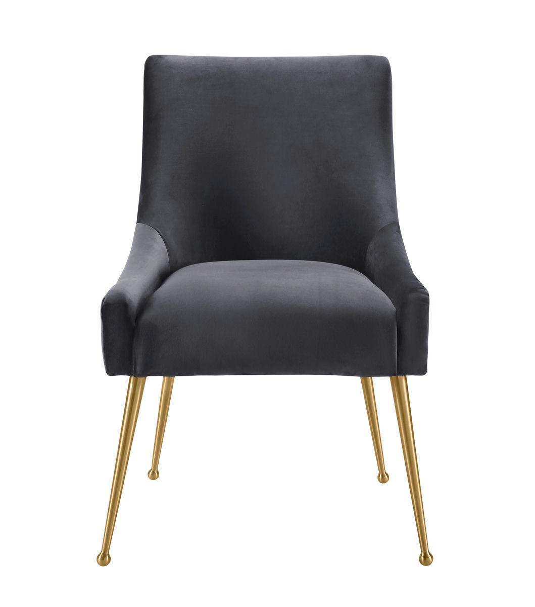 TOV Furniture Beatrix Pleated Grey Velvet Side Chair