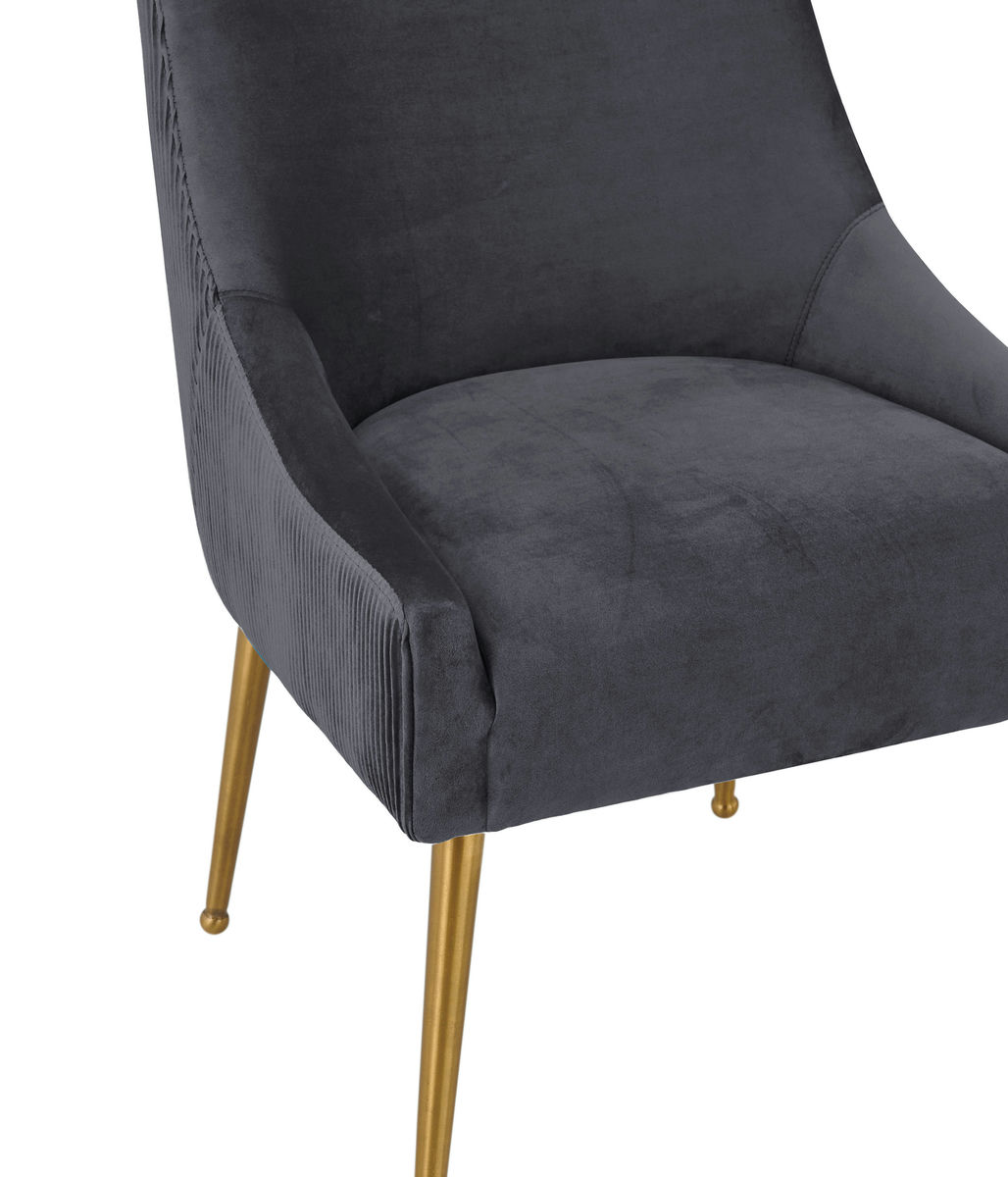 TOV Furniture Beatrix Pleated Grey Velvet Side Chair
