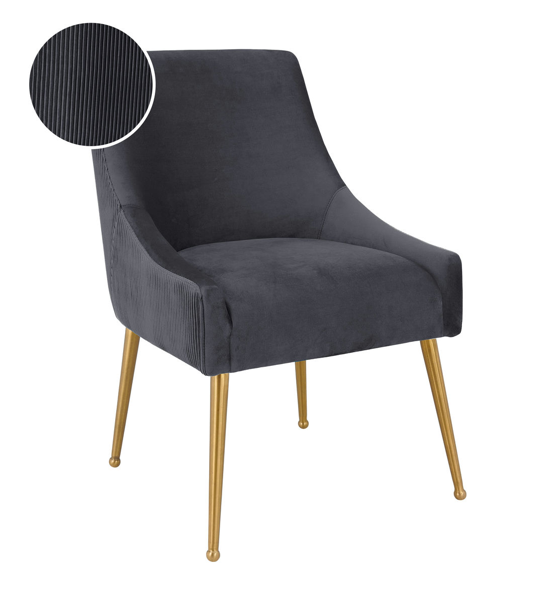 TOV Furniture Beatrix Pleated Grey Velvet Side Chair