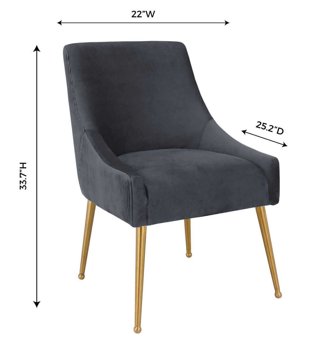 TOV Furniture Beatrix Pleated Grey Velvet Side Chair