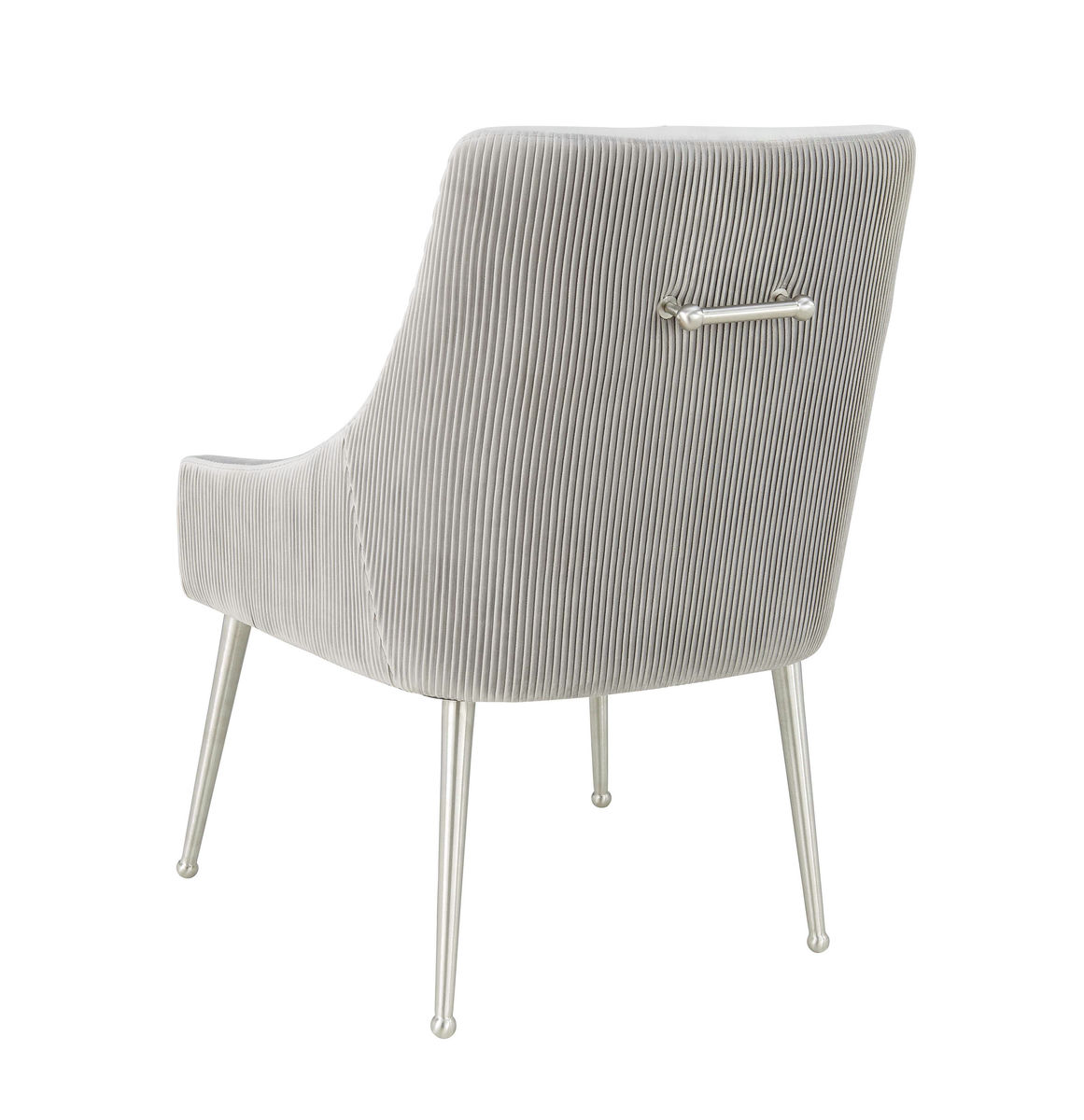 TOV Furniture Beatrix Pleated Light Grey Velvet Side Chair - Silver Legs