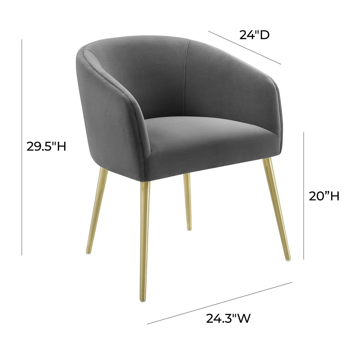TOV Furniture Arya Performance Velvet Grey Dining Chair