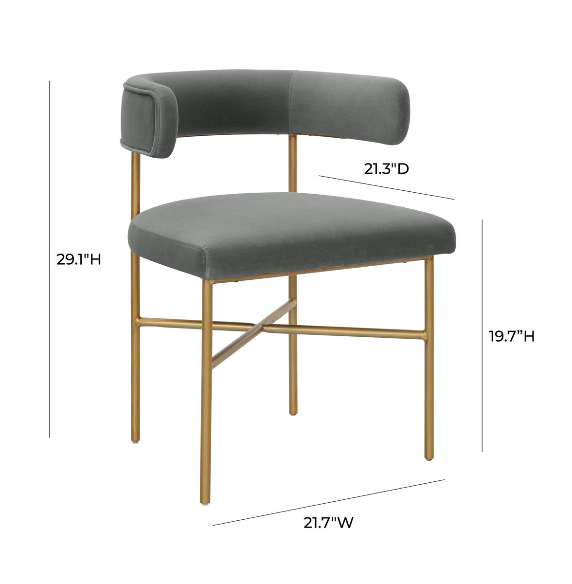 TOV Furniture Kim Performance Velvet Chair in Grey