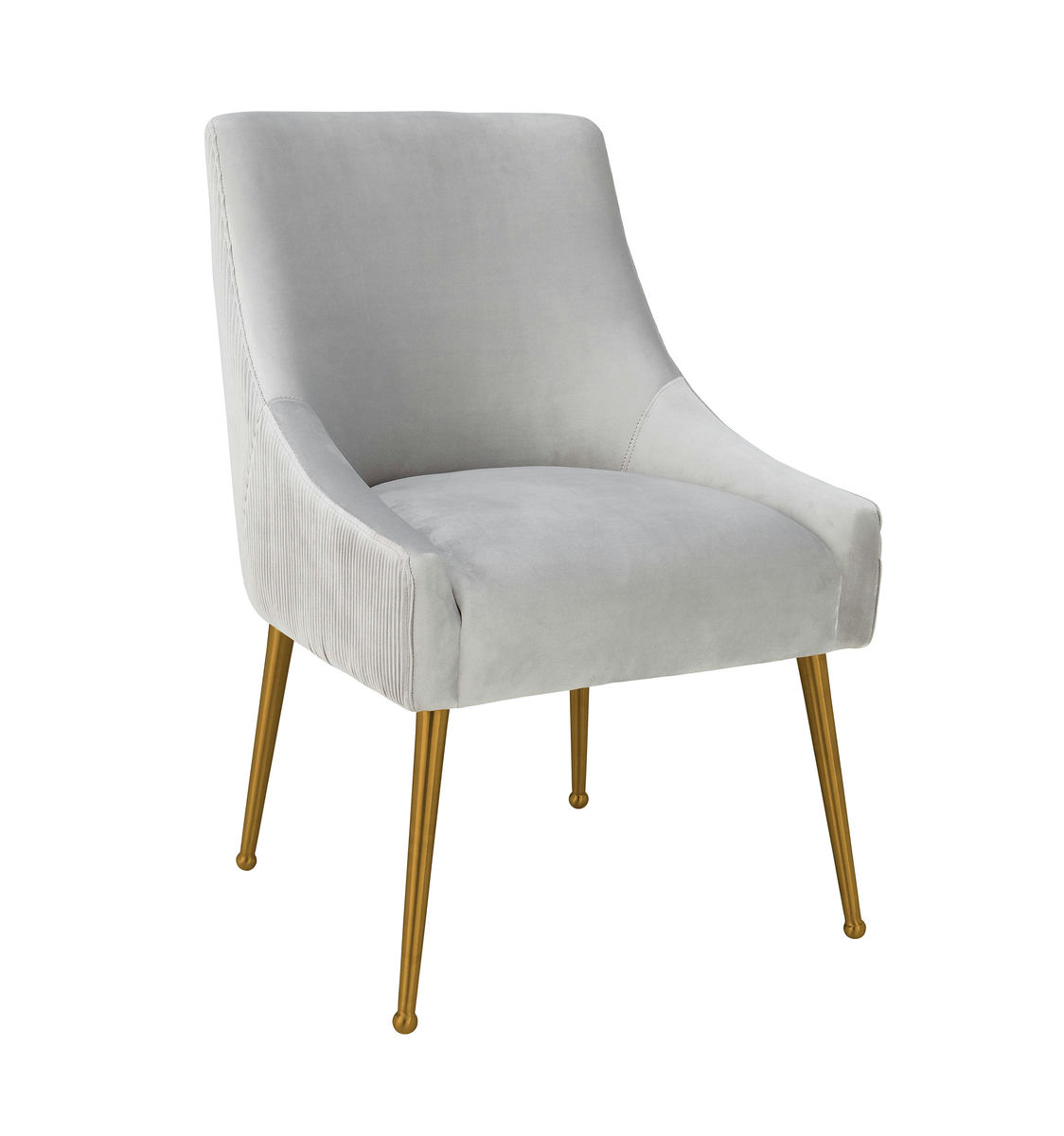 TOV Furniture Beatrix Pleated Light Grey Velvet Side Chair