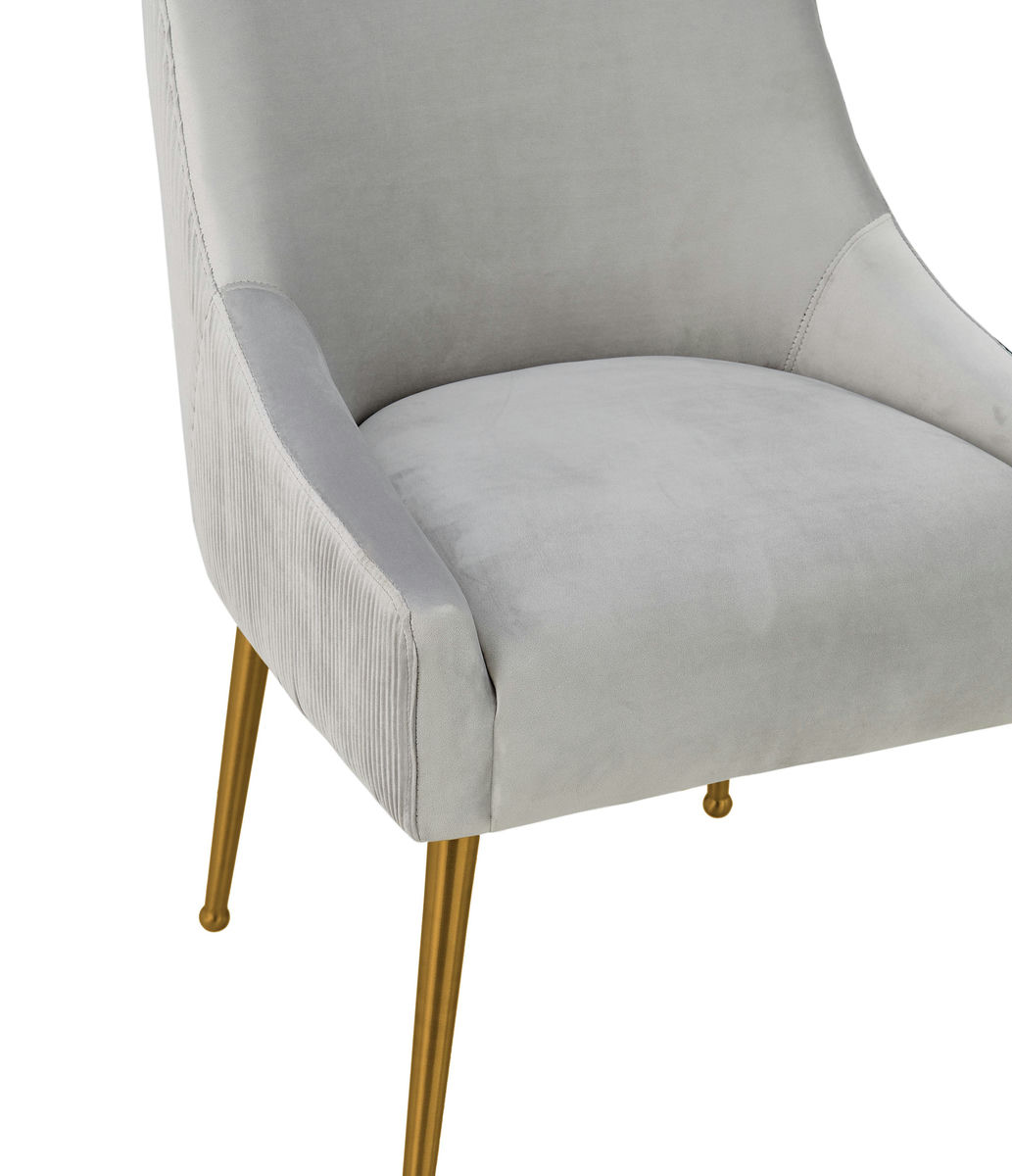 TOV Furniture Beatrix Pleated Light Grey Velvet Side Chair