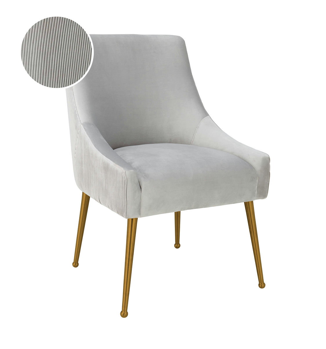 TOV Furniture Beatrix Pleated Light Grey Velvet Side Chair