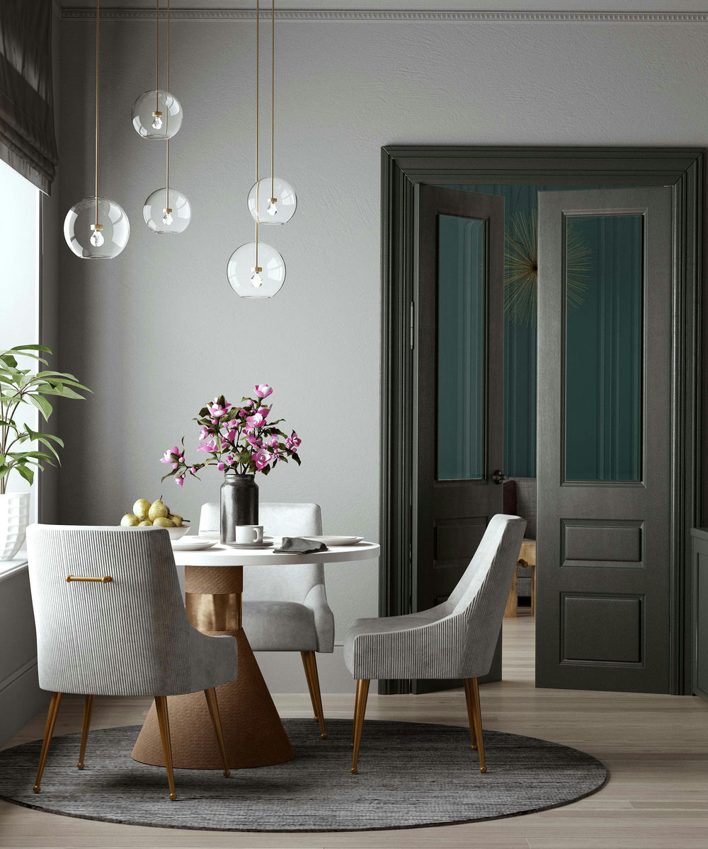 TOV Furniture Beatrix Pleated Light Grey Velvet Side Chair