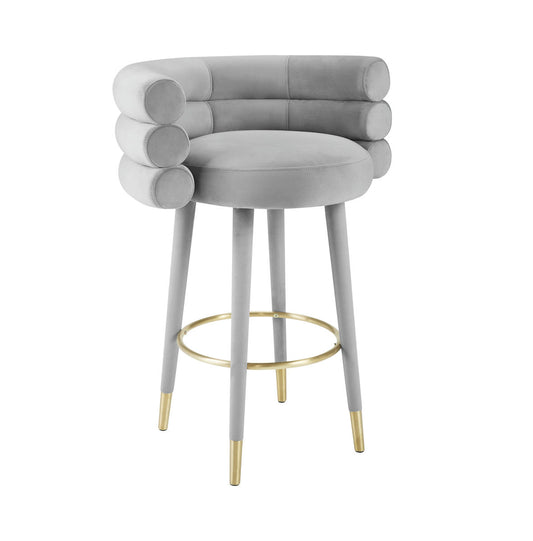 TOV Furniture Betty Grey Velvet Barstool