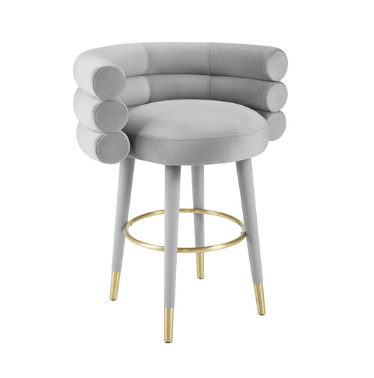 TOV Furniture Betty Grey Velvet Counter Stool