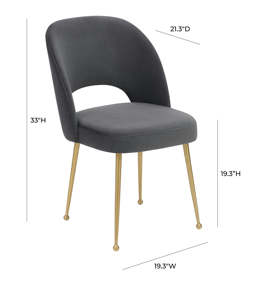 TOV Furniture Swell Dark Grey Velvet Chair