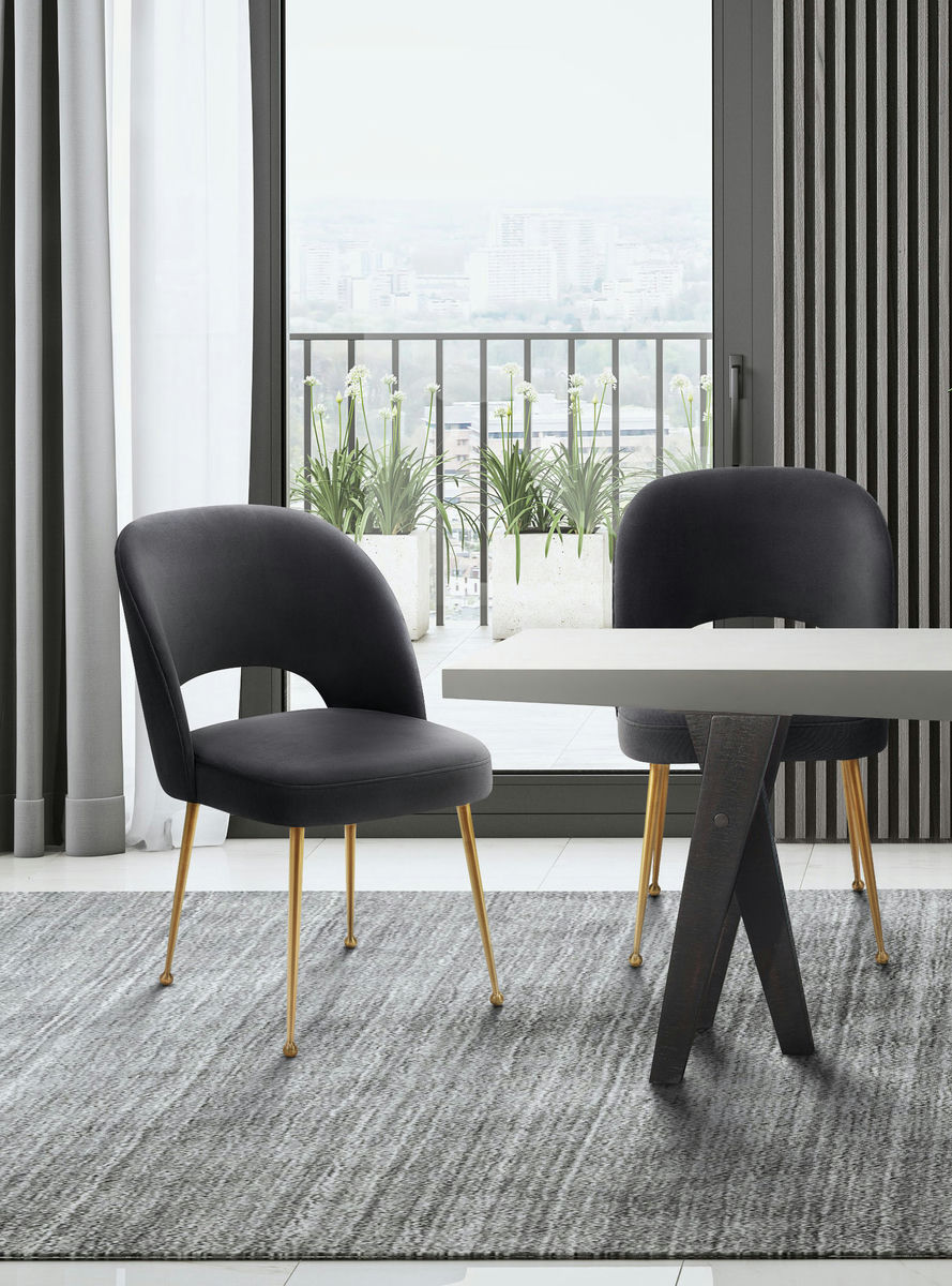 TOV Furniture Swell Dark Grey Velvet Chair