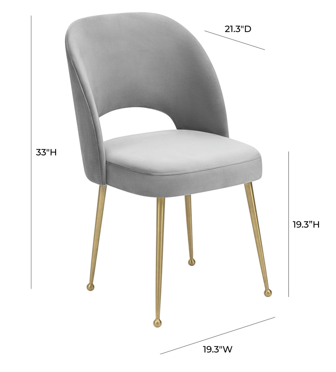 TOV Furniture Swell Light Grey Velvet Chair