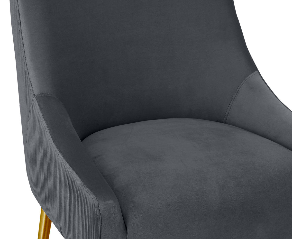 TOV Furniture Beatrix Pleated Dark Grey Velvet Bar Stool