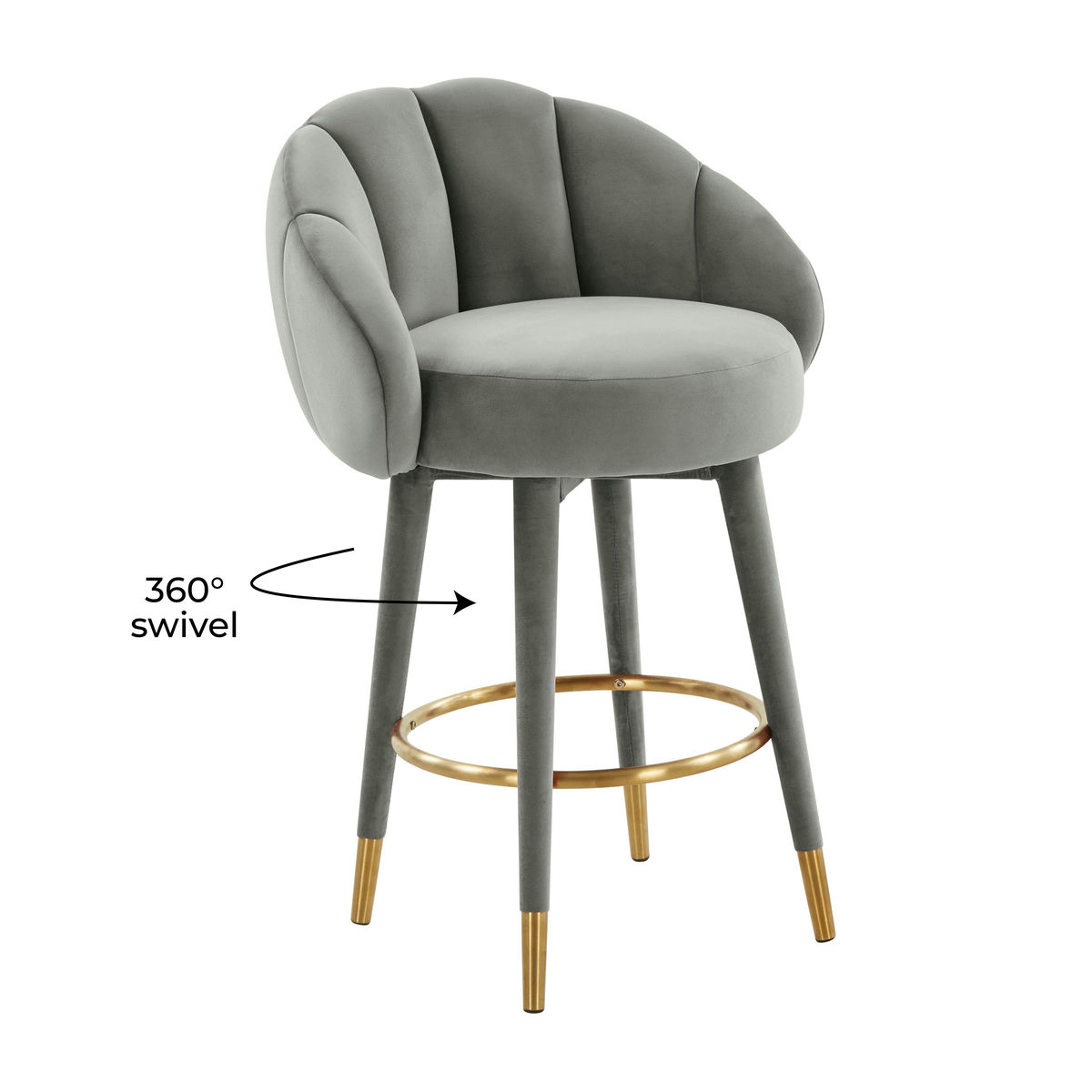 TOV Furniture Myla Light Grey Swivel Counter Stool