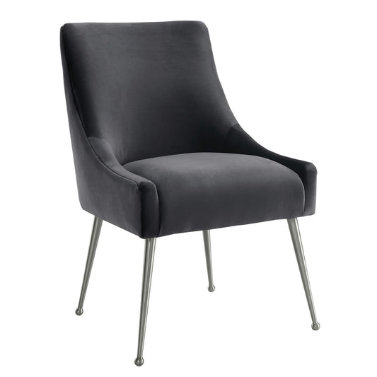 TOV Furniture Beatrix Grey Velvet Side Chair with Silver Leg