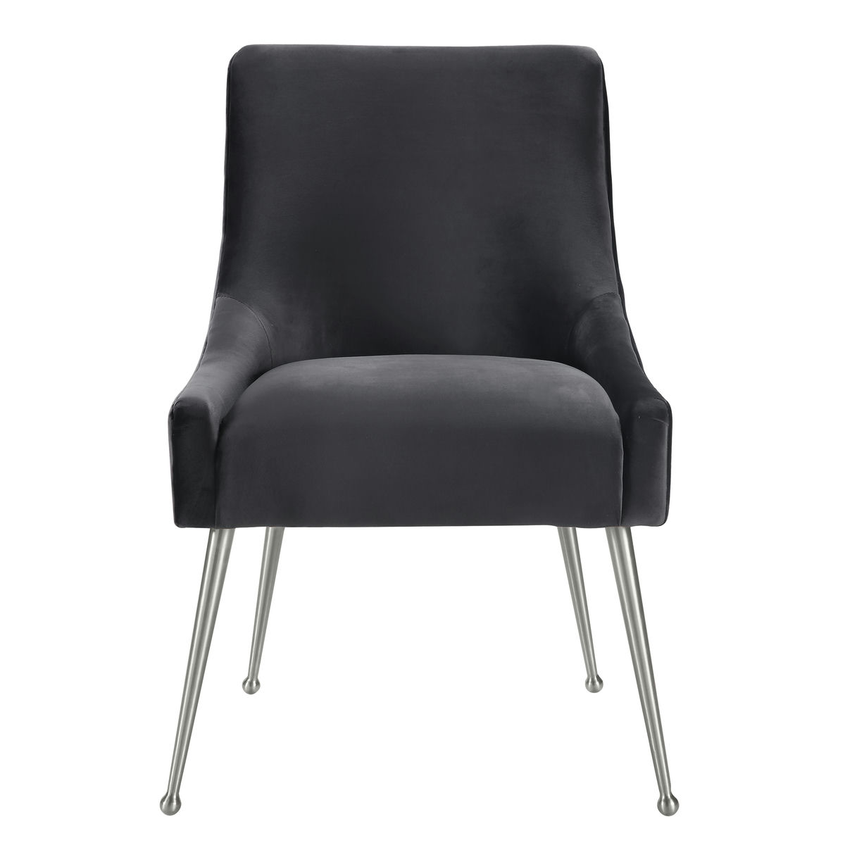 TOV Furniture Beatrix Grey Velvet Side Chair with Silver Leg