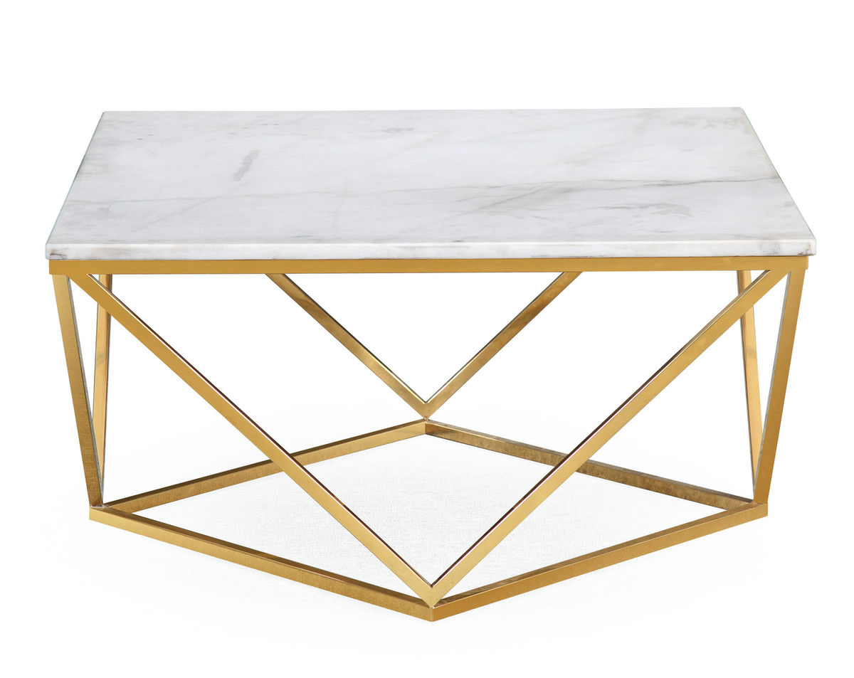 TOV Furniture Leopold White Marble Coffee Table