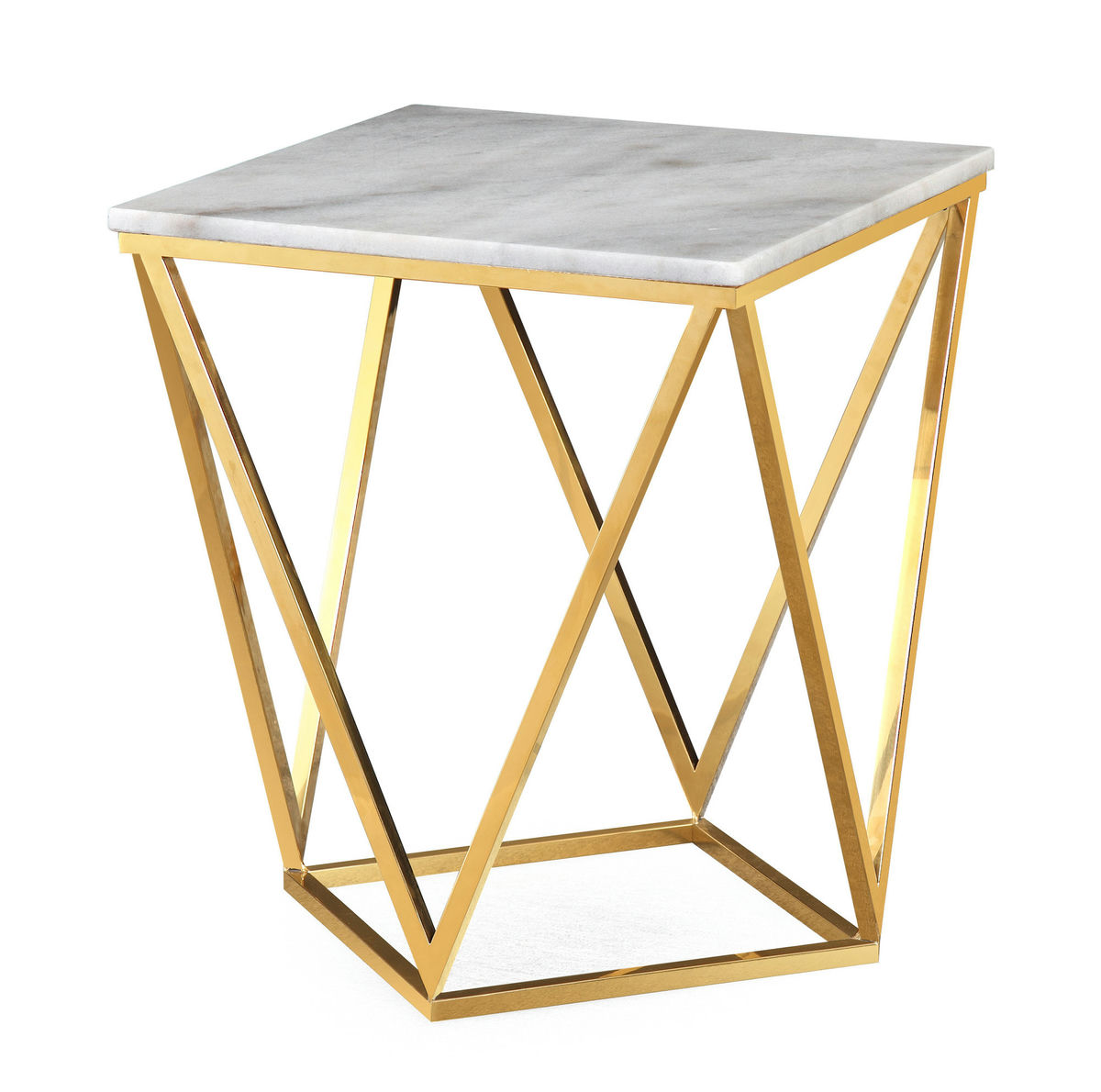 TOV Furniture Leopold White Marble Side Table