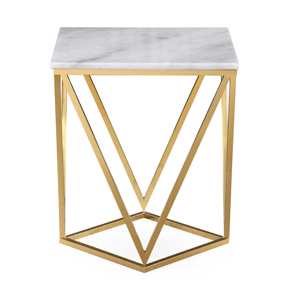 TOV Furniture Leopold White Marble Side Table