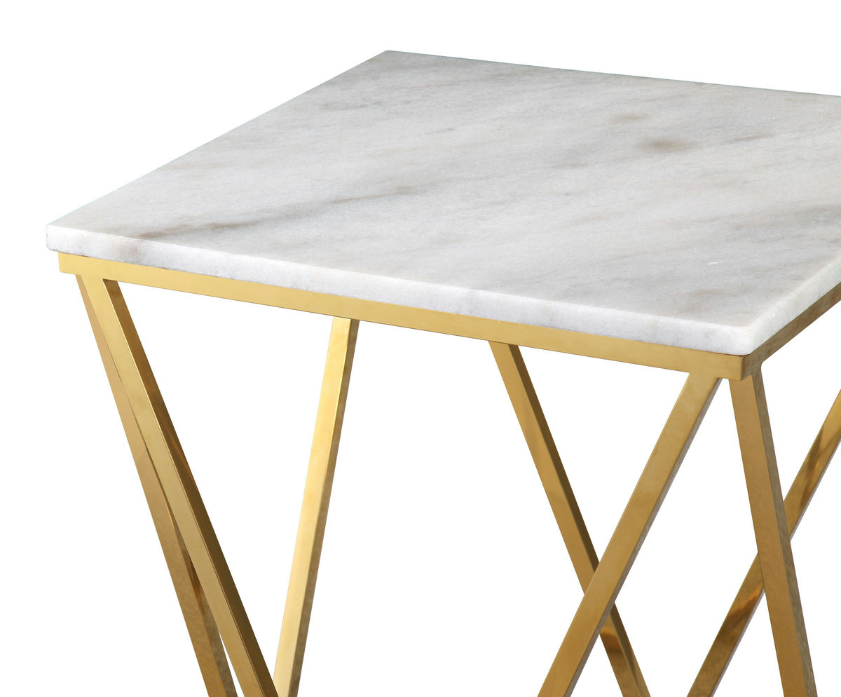 TOV Furniture Leopold White Marble Side Table